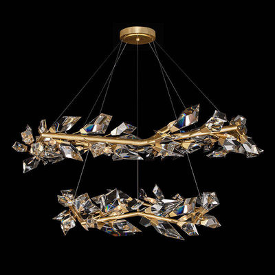 High Brightness Gold Water Drop Crystal Chandelier Ceiling Light Dimmable