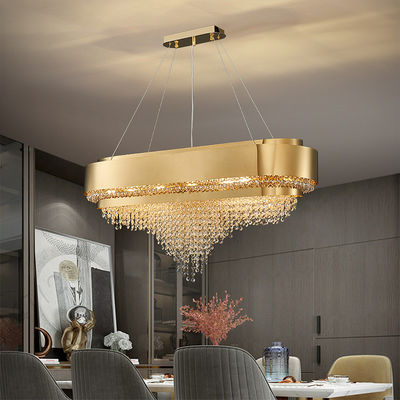 Shopping Mall Titanium Gold Plated Crystal Chandeliers Electroplating E14 Light Source