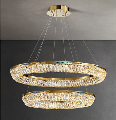 3000K To 6500K Three Ring Crystal Commercial Chandelier LED Source K9 Crystal