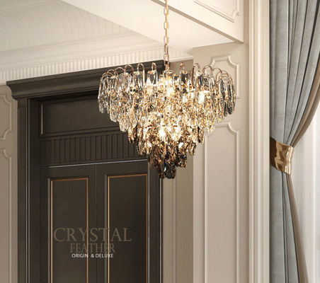 Smoky Diamond Shaped Crystal Chandelier Ceiling Light E14 High Brightness