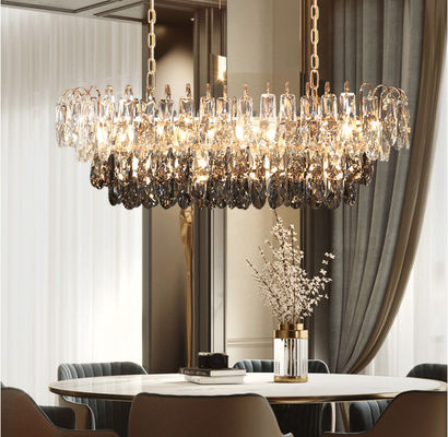 Smoky Diamond Shaped Crystal Chandelier Ceiling Light E14 High Brightness