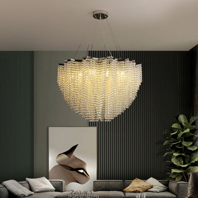 Durable LED Custom Crystal Chandeliers Stainless Steel Lamp Body K9 Primary Crystal