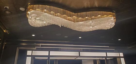 3000k Customized Pendant Lamp Crystal Glass Flush Mount High Ceilings Chandeliers