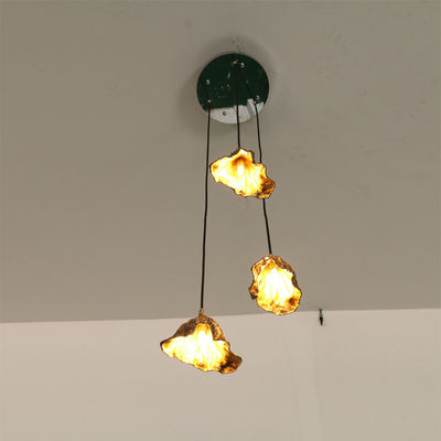 Dewaxed Copper Lotus Leaf Chandelier Creative Indoor Chandelier