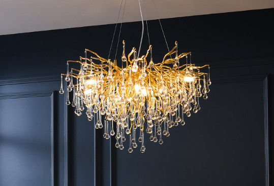 G9 95lm/W Modern Crystal Chandelier Glass Water Drop Pendant Light