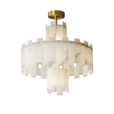 Iron Scagliola High End Pendant Lights With Marble Lampshade