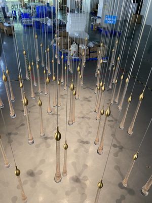 Modern Light Luxury Long Water Drop Chandelier For Duplex Villa Staircase