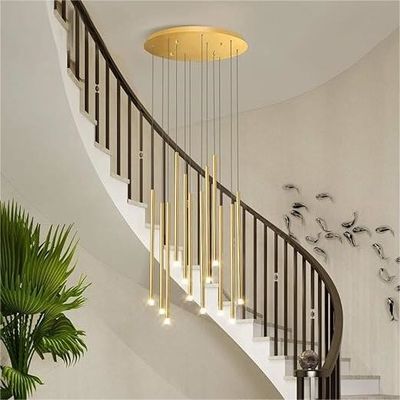 Commercial Modern LED Long Hanging Chandelier Gold Or Black Finishes