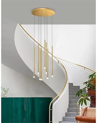 Commercial Modern LED Long Hanging Chandelier Gold Or Black Finishes
