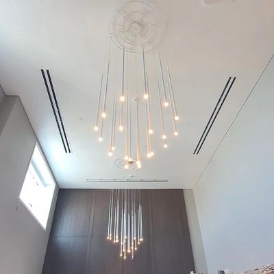 Commercial Modern LED Long Hanging Chandelier Gold Or Black Finishes