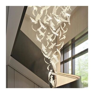 Hanging Art Glass Feather Chandelier Cafe Restaurant Custom Chandelier