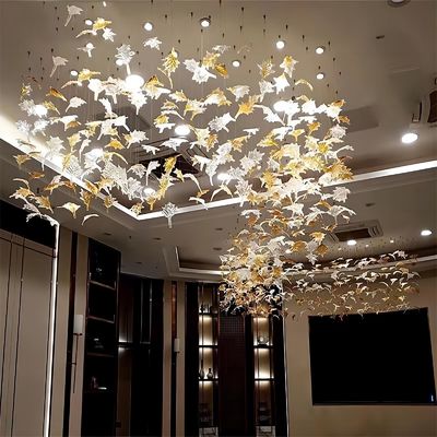 Non Standard Customized Glazed Maple Leaf Chandelier Hotel Banquet Art Decoration Engineering Light