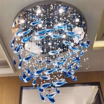 Glaze Art Ocean Theme Glass Fish Chandelier Creative Decorative Chandelier