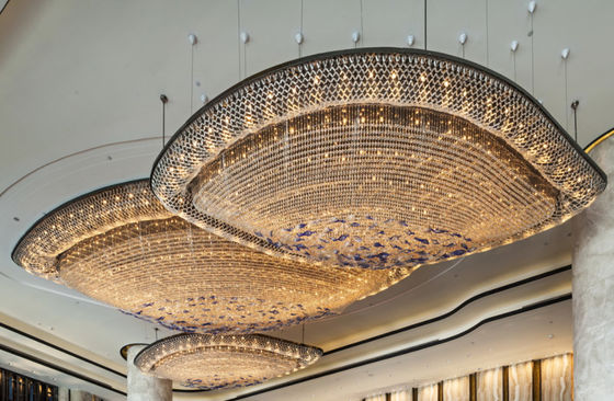 Customized Large Foyer Chandelier K9 Crystals Pendant Lighting Fixture Boat Style