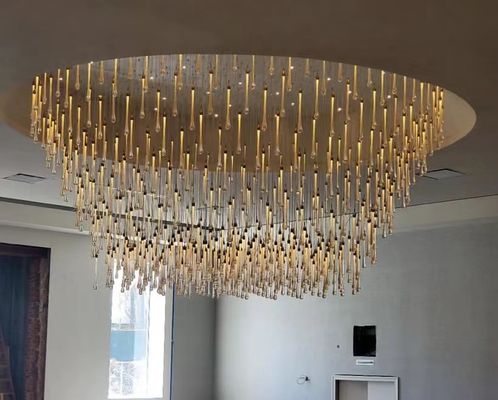 Electroplated Mirror American Water Drop Crystal Chandelier For High Ceilings