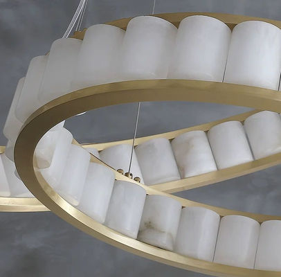 Customized Nordic Style Circular Lighting Alabaster Modern Pendant Light For Foyer And Staircase Area