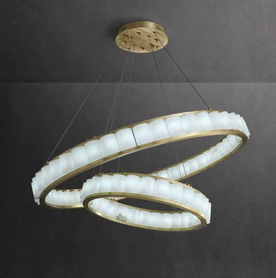 Customized Nordic Style Circular Lighting Alabaster Modern Pendant Light For Foyer And Staircase Area