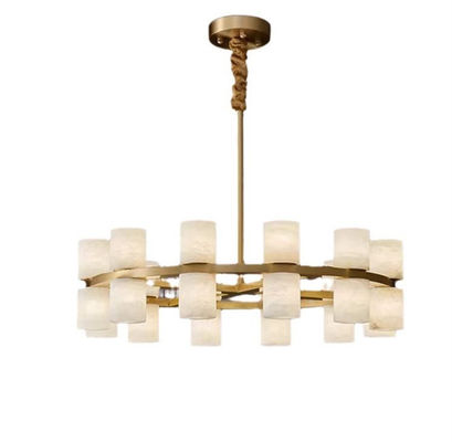 High Quality Spanish Fashion Decoration Marble Lamp European Living Room High Ceiling ClassicQuartz Stone round Chandeli