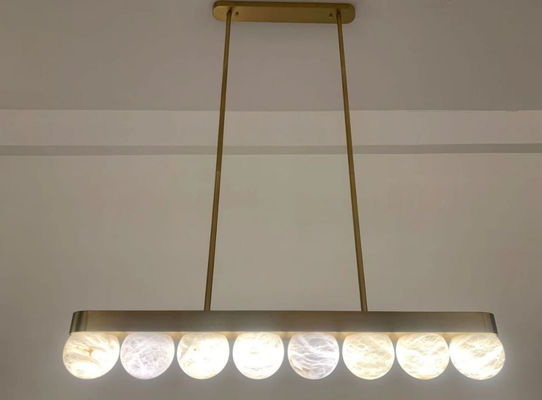 luxury  House Spanish Alabaster Chandelier Living Room Brass Round Marble Ball Dining Room Bedroom Lighting