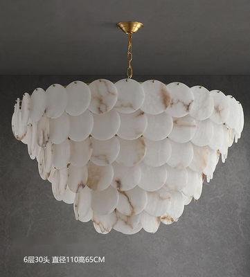 Modern Lighting Fixtures Luxury Restaurant Bar Indoor Large Marble Chandelier For Living Room Simple Alabaster Chandelier D60CM