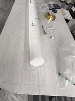 Custom Hotel Indoor Deco Modern Hanging Dining Room Pendant Light Nordic Luxury Brass Alabaster Linear Big Chandelier