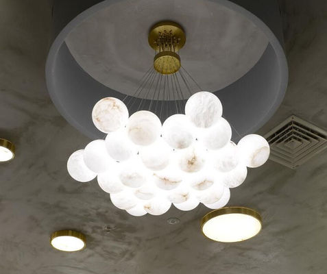 Custom Round Alabaster Ball Stairs Decorative Chandelier Natural Marble Led Chandelier Lighting