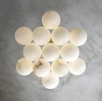 Custom Round Alabaster Ball Stairs Decorative Chandelier Natural Marble Led Chandelier Lighting