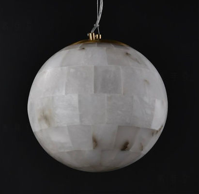 Modern Light Luxury Natural Tooth Alabaster Chandelier Bedroom Living Room Restaurant Bar Cafe Decor Metal Globe Pendant Lamp