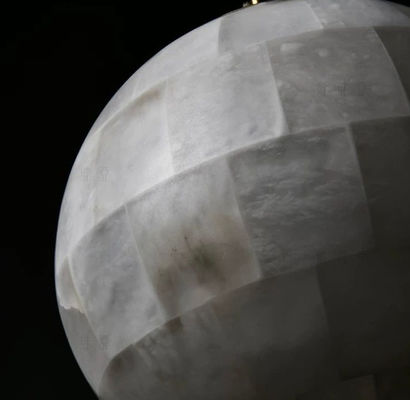 Modern Light Luxury Natural Tooth Alabaster Chandelier Bedroom Living Room Restaurant Bar Cafe Decor Metal Globe Pendant Lamp