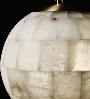 Modern Light Luxury Natural Tooth Alabaster Chandelier Bedroom Living Room Restaurant Bar Cafe Decor Metal Globe Pendant Lamp