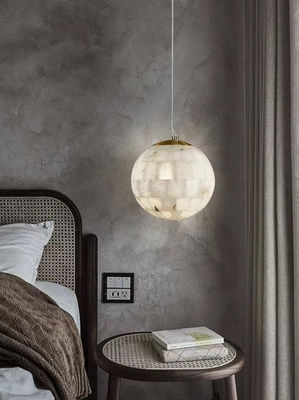 Modern Light Luxury Natural Tooth Alabaster Chandelier Bedroom Living Room Restaurant Bar Cafe Decor Metal Globe Pendant Lamp