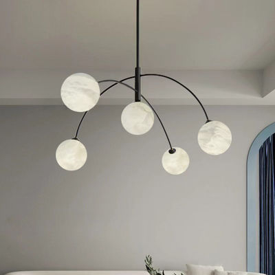 Postmodern Creative Fashion Brass Living Room Chandelier Simplicity Light Luxury Hotel Bedroom Alabaster Pendant Light