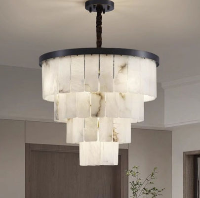 Nordic Spanish Alabaster Living Room Decorative Copper Chandelier Round Led Marble Ceiling Lamps Modern Design For Bedroom