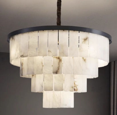 Nordic Spanish Alabaster Living Room Decorative Copper Chandelier Round Led Marble Ceiling Lamps Modern Design For Bedroom