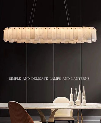 Luxury Bronze Brass Chandelier With Marble Rounds For Dinning Room Pendant Lamp