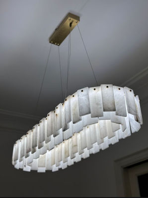 Luxury Bronze Brass Chandelier With Marble Rounds For Dinning Room Pendant Lamp