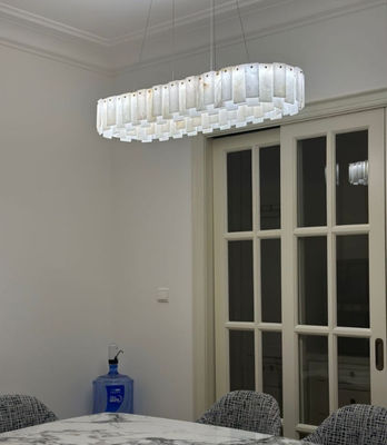 Luxury Bronze Brass Chandelier With Marble Rounds For Dinning Room Pendant Lamp