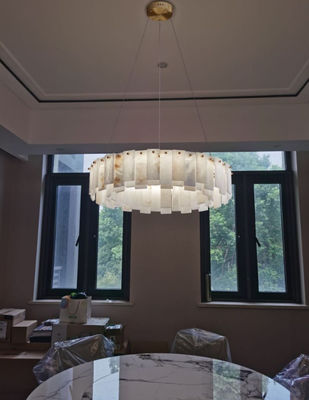 Luxury Bronze Brass Chandelier With Marble Rounds For Dinning Room Pendant Lamp