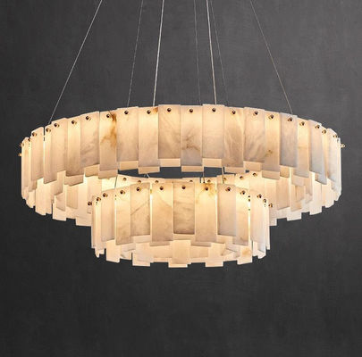 Luxury Bronze Brass Chandelier With Marble Rounds For Dinning Room Pendant Lamp