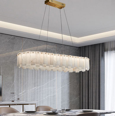 Luxury Bronze Brass Chandelier With Marble Rounds For Dinning Room Pendant Lamp