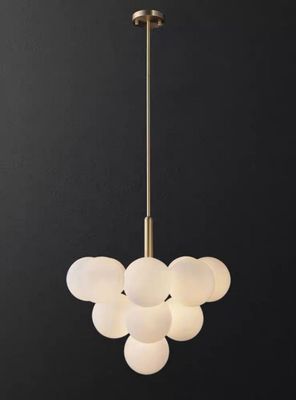 Luxury Home Decoration Alabaster Ball Modern Nordic Copper Chandelier Pendant Lights For Living Room Restaurant