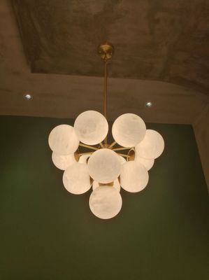 Luxury Home Decoration Alabaster Ball Modern Nordic Copper Chandelier Pendant Lights For Living Room Restaurant