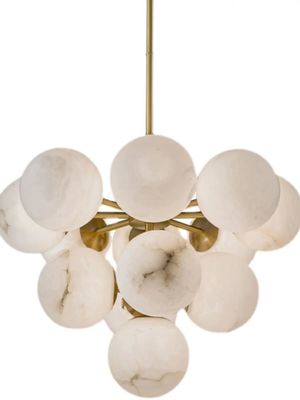 Luxury Home Decoration Alabaster Ball Modern Nordic Copper Chandelier Pendant Lights For Living Room Restaurant