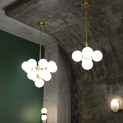 Luxury Home Decoration Alabaster Ball Modern Nordic Copper Chandelier Pendant Lights For Living Room Restaurant