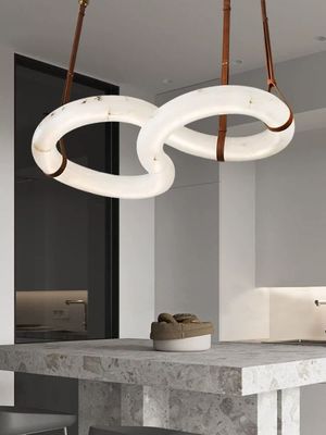 Modern Figure Eight Shape Design Living Room Kitchen Island Spanish Natural Alabaster Chandelier Pendant Lights