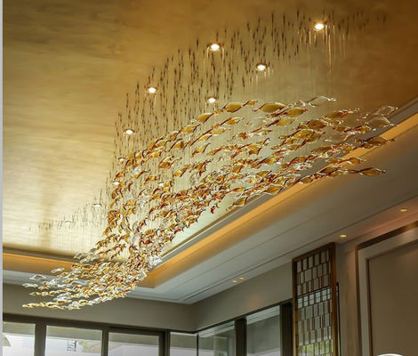 Customized Project Hotel Lobby Large Glass Modern LED Chandelier