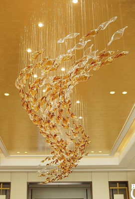 Customized Project Hotel Lobby Large Glass Modern LED Chandelier