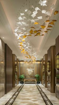 Large Chandeliers High Ceilings Fixture Restaurant Table Handmade Murano Glass Lighting Indoor Light Maple Leaf Chandelier