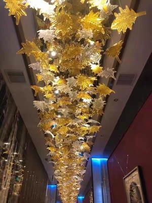 Large Chandeliers High Ceilings Fixture Restaurant Table Handmade Murano Glass Lighting Indoor Light Maple Leaf Chandelier