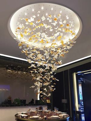 Large Chandeliers High Ceilings Fixture Restaurant Table Handmade Murano Glass Lighting Indoor Light Maple Leaf Chandelier
